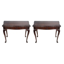Pair 18th Century, Chippendale period Mahogany card tables.